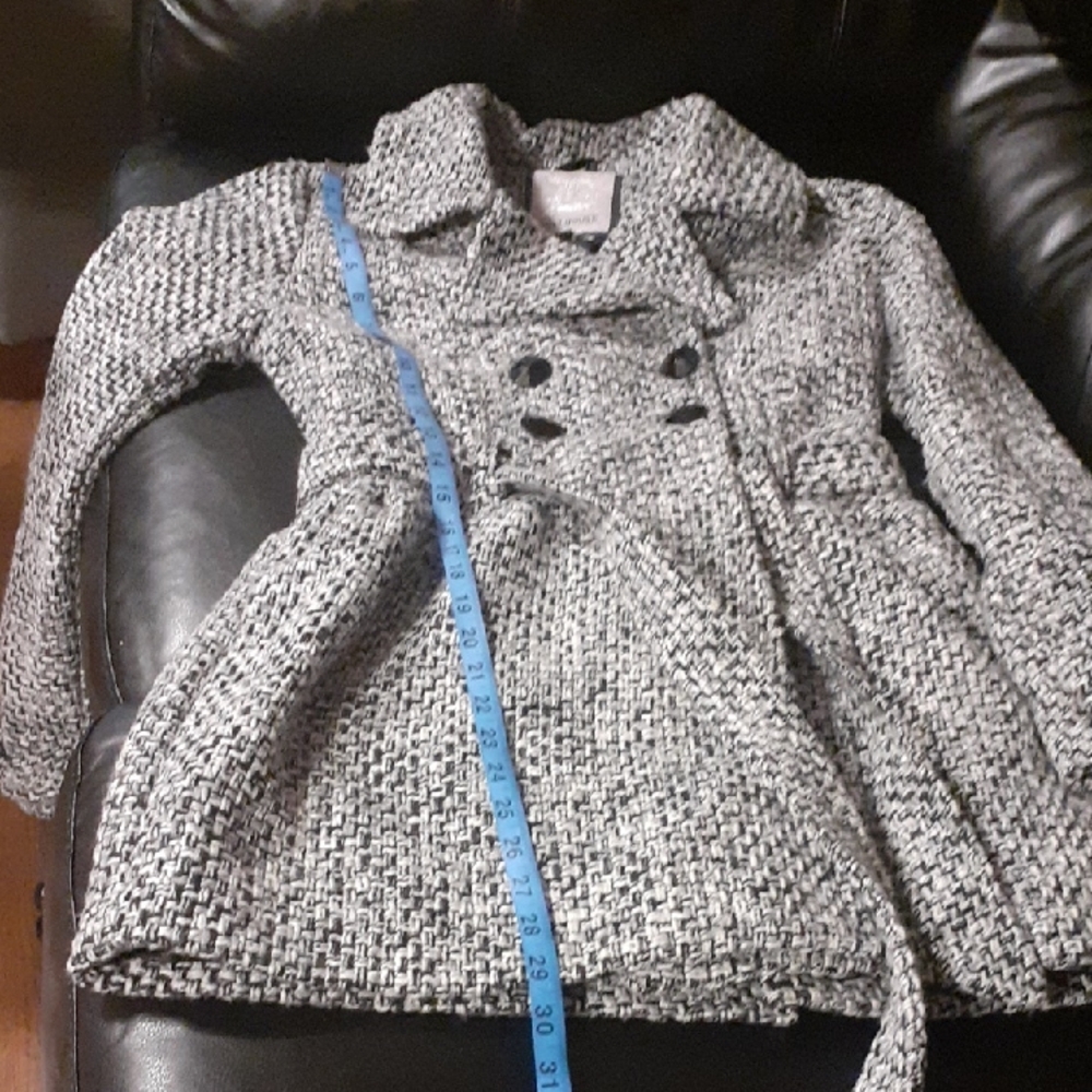 Dollhouse  Pea Coat - Black & White Tweed - Picture 4 of 7